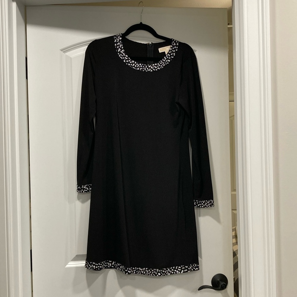 Michael Kors EUC black w/white trim fit and flare dres, size M